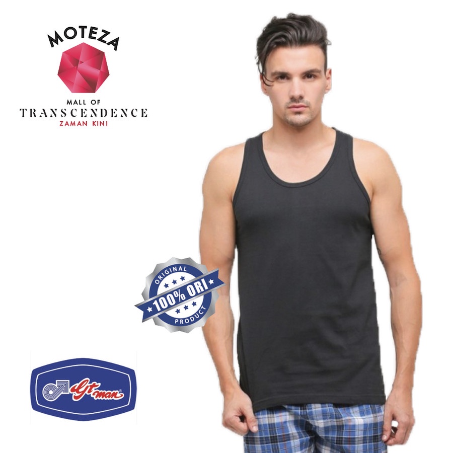 GT Man GTT 01 / GTT01 - Kaos Dalam Singlet Tank Top Pria T-Shirt - Putih Hitam