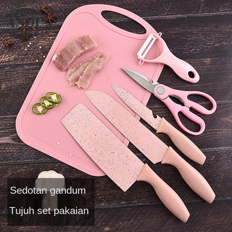 ANQI 1888 Pisau + Talenan Masak Set 7IN1 Bahan Keramik Best Quality / VS-1804