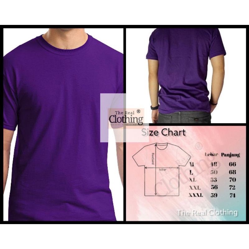 Kaos Polos Lengan Pendek Premium Soft 24s Warna Ungu Tua