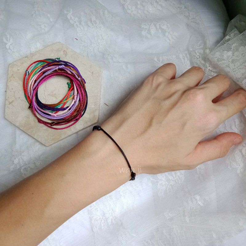 GP-01 Gelang Simple Knot Tali Cina SATIN 1 MM Polos banyak warna