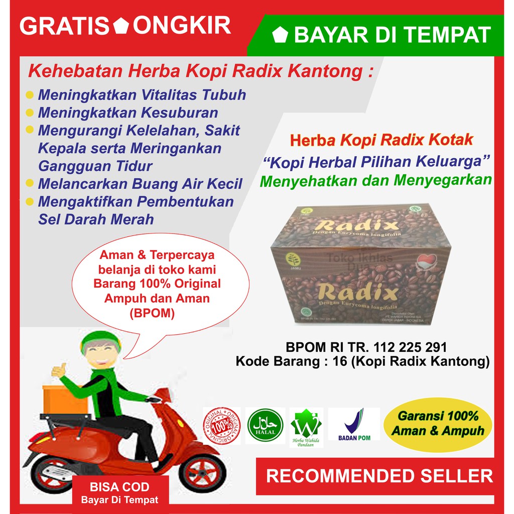 KOPI/KOFFIE/KOPI RADIX/KOPI HERBAL/KOPI HERBAL PENAMBAH STAMINA/KOPI PENAMBAH STAMINA PRIA & WANITA/