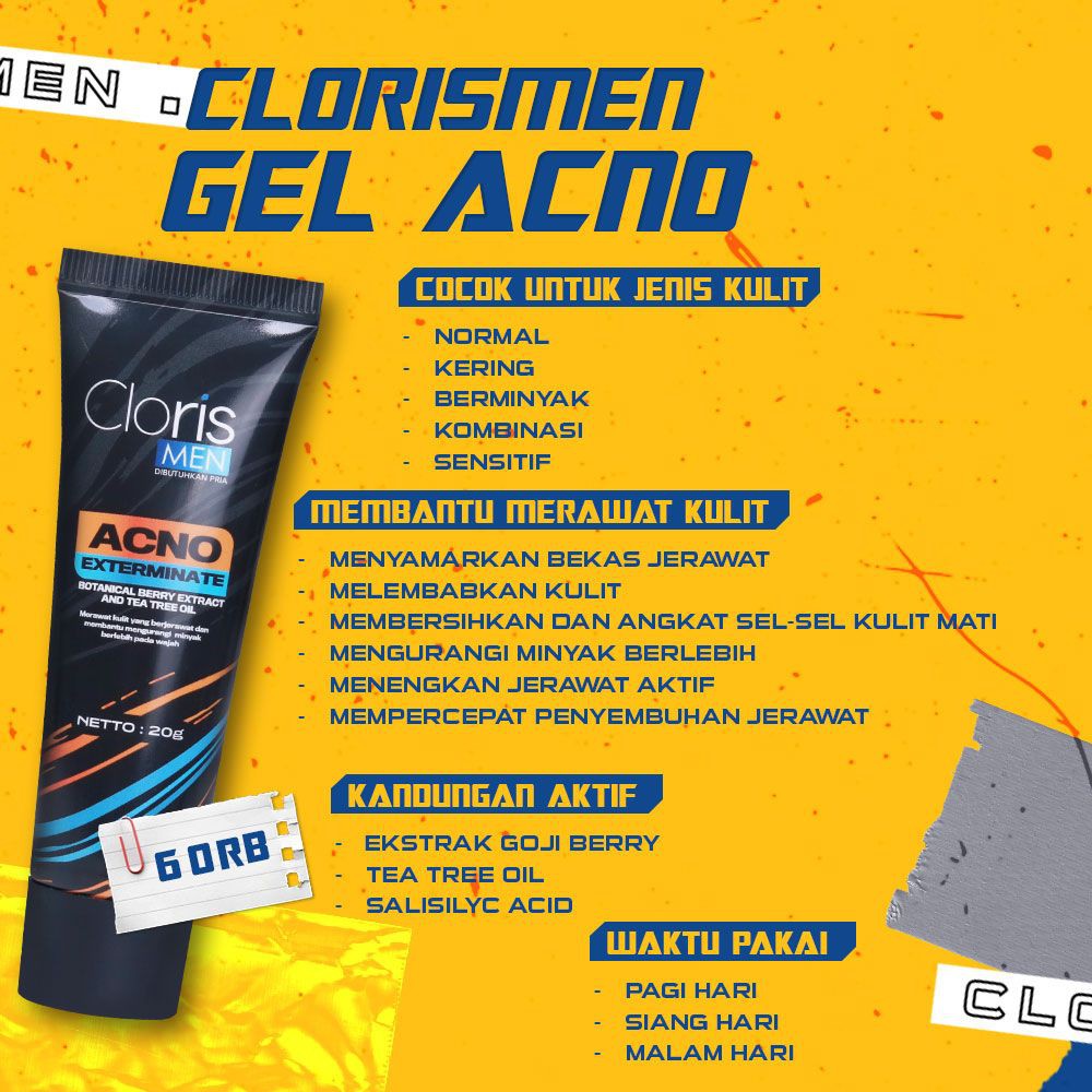 CLORISMEN SKINCARE PRIA memutihkan wajah kusam dan menyembuhkan jerawat bopeng flek hitam komedo MENCERAHKAN MENGHILANGKAN KERUTAN PORI BESAR KOMEDO  BOPENG  SPOT  MENUTRISI KULIT-acno exterminate