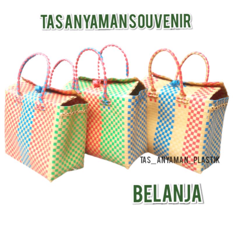 READY Tas Anyaman Souvenir Belanja Custom Anyam Plastik Tas Hajatan Parcel Lebaran Pakai Tutup dan Kancing KUAT