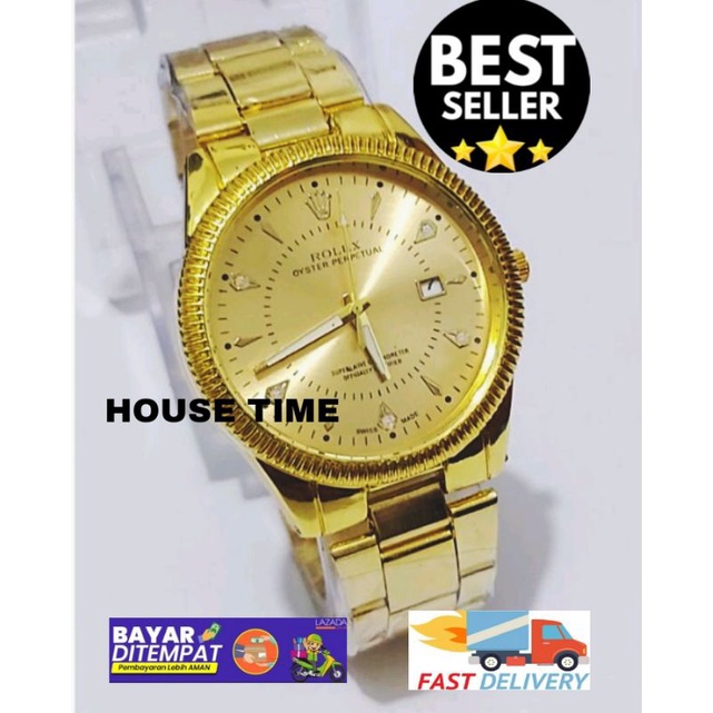 jam pria rantai gold Rolek-tanggal aktif bahan logam / jam tangan pria rantai / jam pria murah