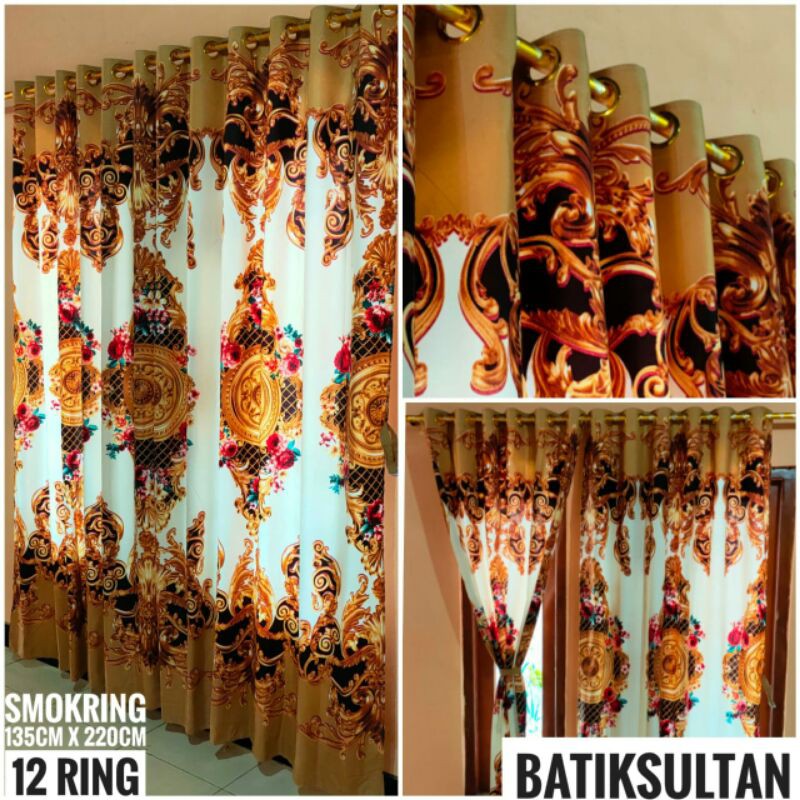 TIRAI PINTU DAN GORDEN JENDELA SMOKERING 12 LUBANG SIZE 135cmX 220cm Motif Aesthetic MURAH