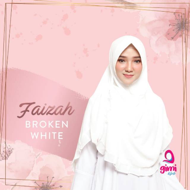 Faizah khimar broken white by gimi hijab / syari simple/hijab instan