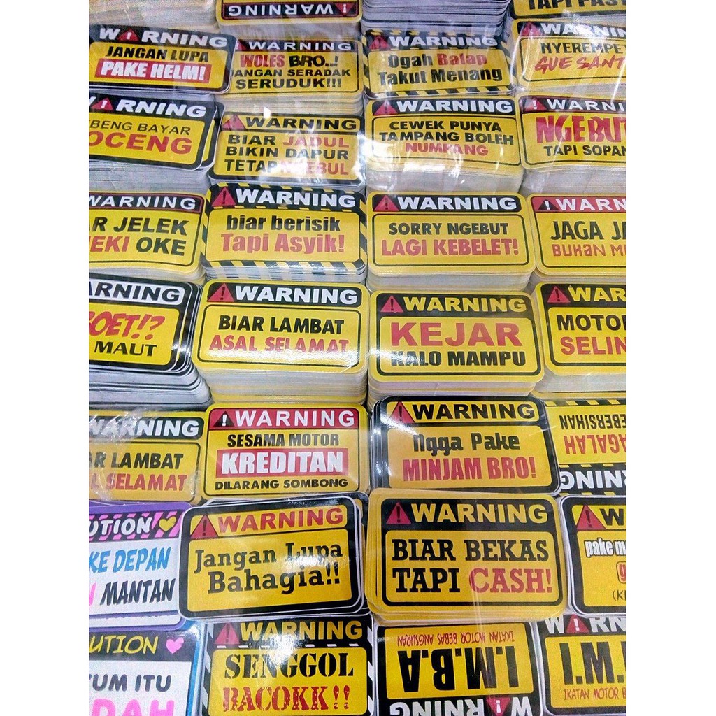 Jual Stiker Tulisan Kata Lucu Isi 100 Pcs Sticker Motor