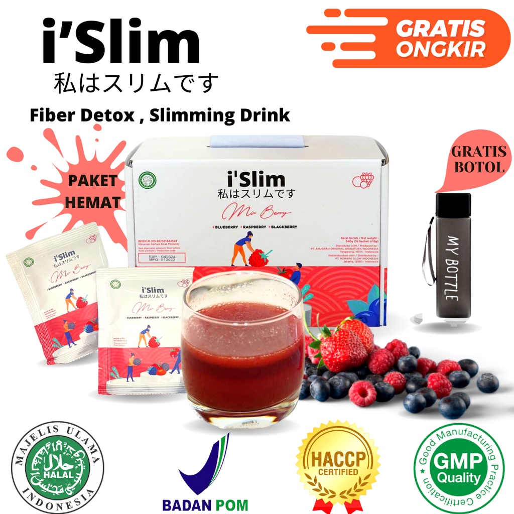 i Slim minuman pelangsing detox sehat sudah BPOM isi 16 sachet