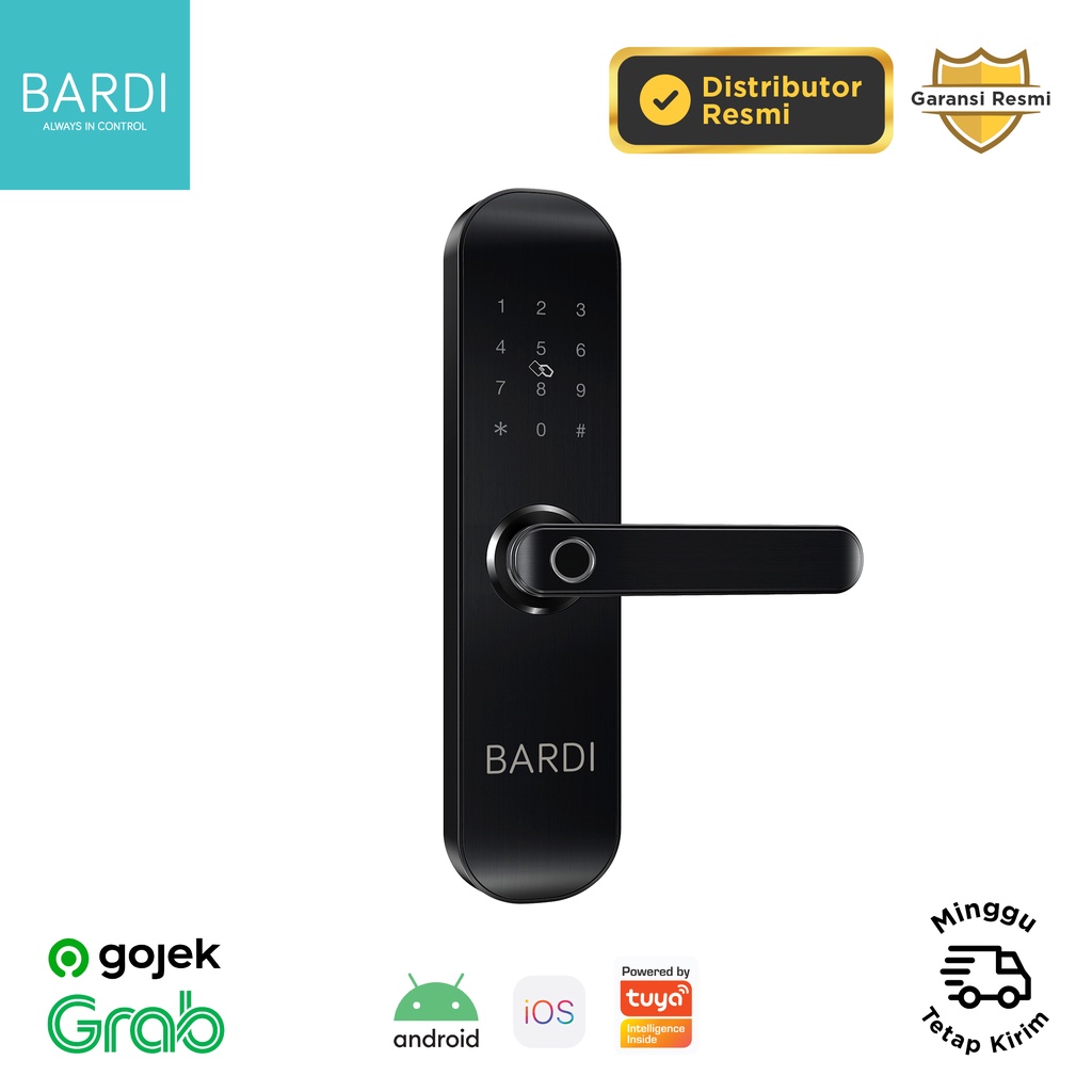 bardi smart home door lock handle rfid fingerprint waterproof ip54