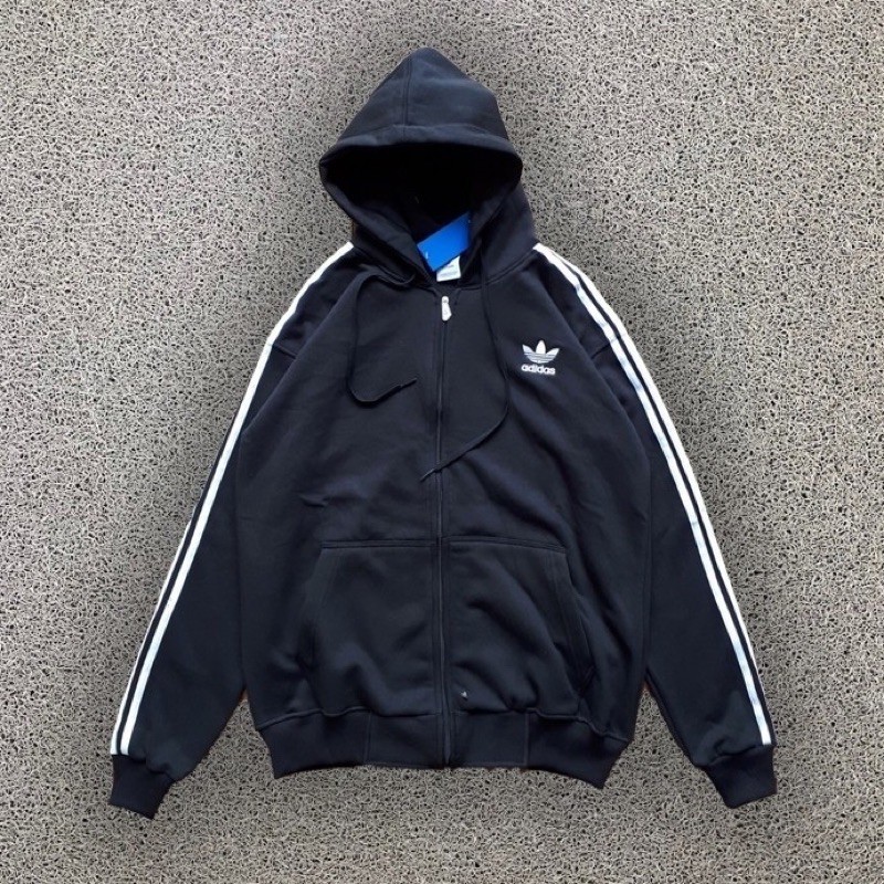 jaket / hoodie adidas small logo 3 stripes