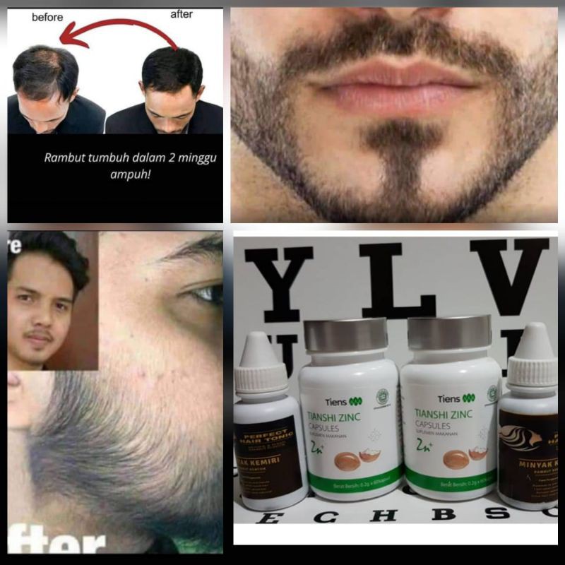 Tiens Zinc Penumbuh Rambut,Jenggot,Kumis,&Brewok Ampuh(+Minyak Kemiri)