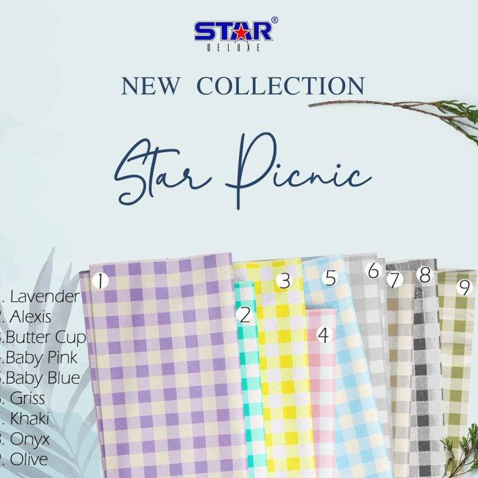 Ready Stok - Bahan Kain Sprei Star Meteran - Star Picnic