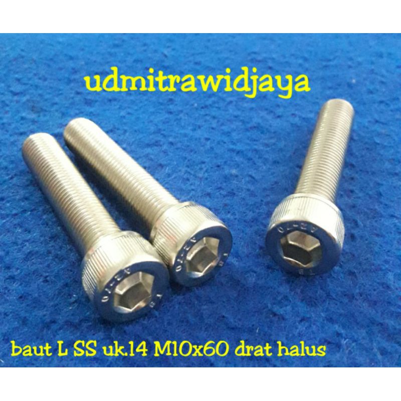 Baut drat halus L stainles stell uk14 M10x60/baut L SS 14an/baut variasi stainless/baut l halus 60mm