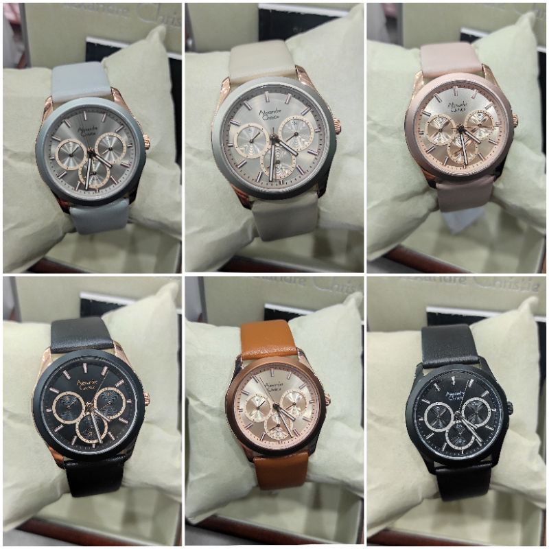 JAM TANGAN WANITA ALEXANDRE CHRISTIE 2968 NEW AC2968 TALI KULIT ORIGINAL