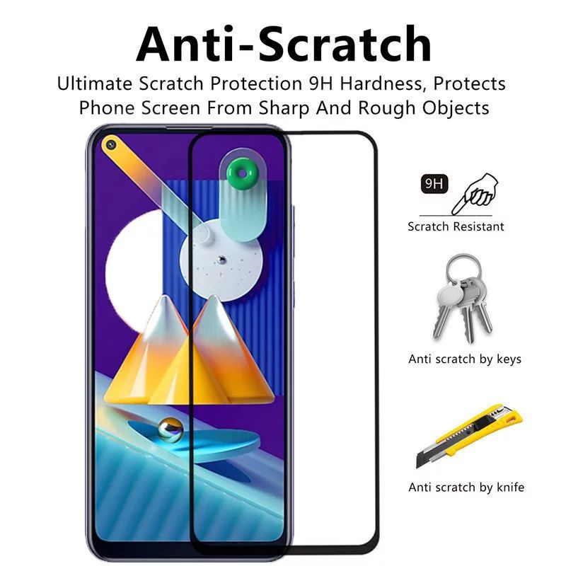 PROMO 3IN1 TG TEMPERED GLASS LAYAR KAMERA SKIN CARBON SAMSUNG GALAXY A21 M11 FULL SCREEN PROTECTOR