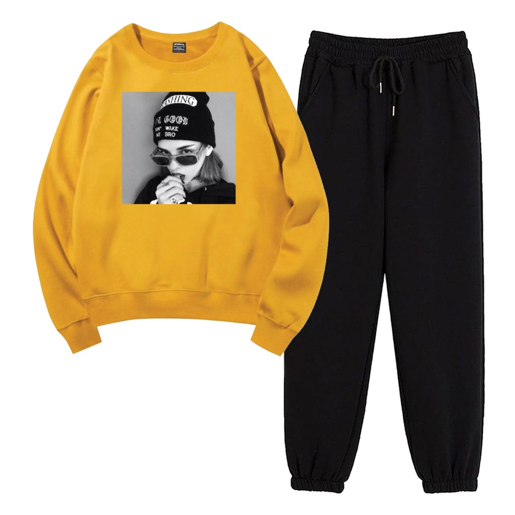 BESS - Baju Setelan Wanita Murah / Setelan Sweater + Jogger Hitam - RUSHING GIRL