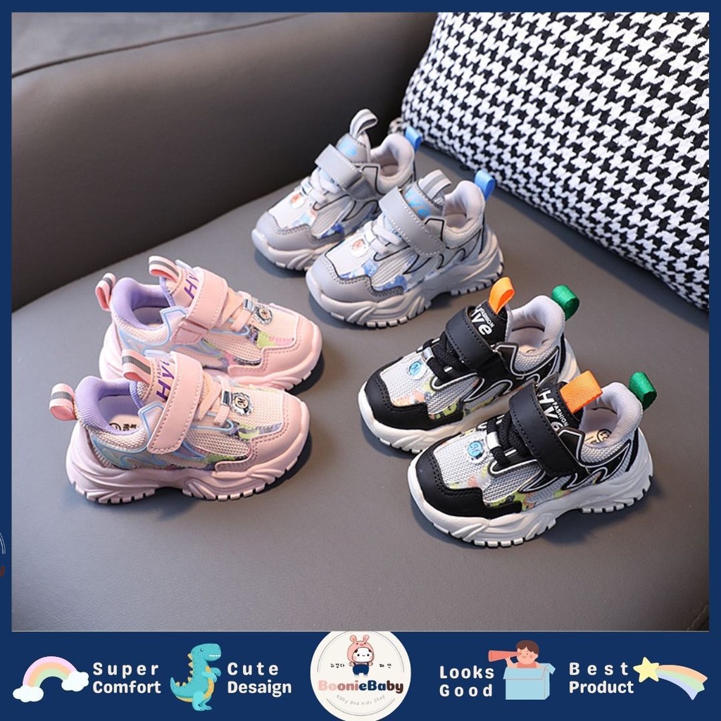 boonie HUNTERS Sepatu Anak Laki Laki Perempuan Sneakers Sekolah 1-6 Tahun Import