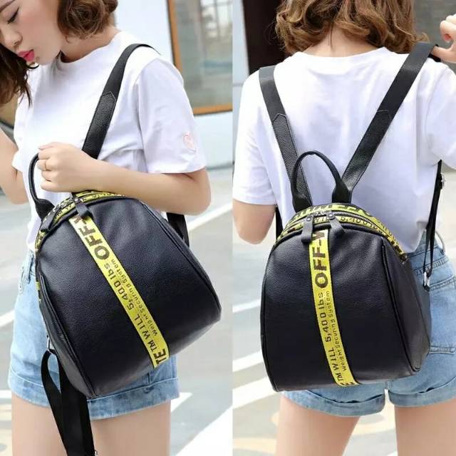 tas impor cowok cewek ransel bahan kulit pu backpack warna hitam murah anti air diskon