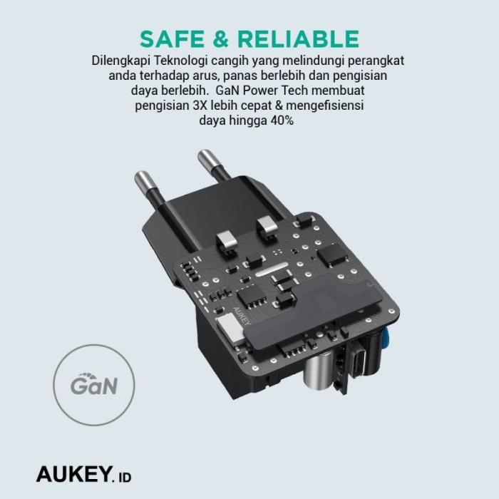 Aukey Adapter Charger Power Delivery Type C 20w PA-F1S - SKU : 500723 / 501242 / 501259 / 501418