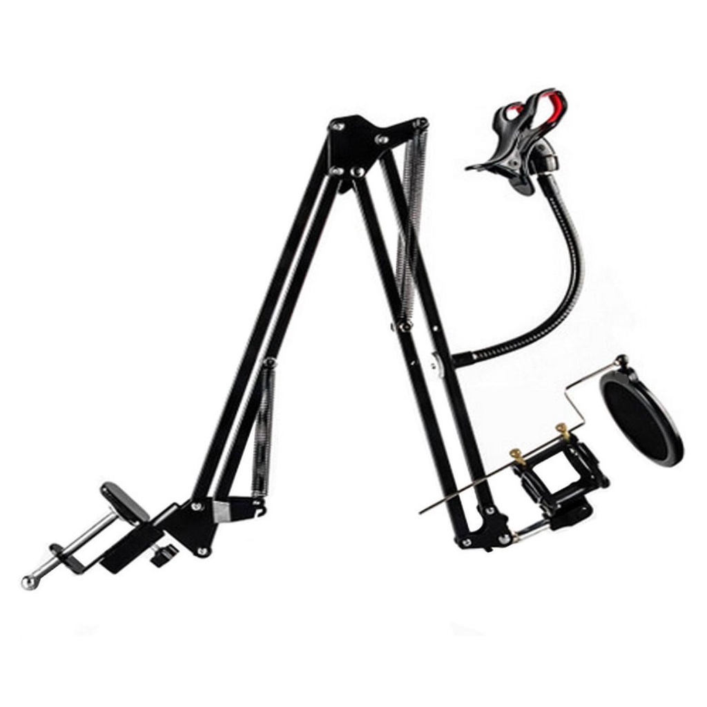 Complete Set Stand microphone Arm Microphone Suspension Stand Gantung Mic / TaffSTUDIO Condenser Microphone Stand Holder 360 Lazypod+Clamp - NB-35 / holder microphone / holder mic / standar mic / standard mic / holder mic / mic stand