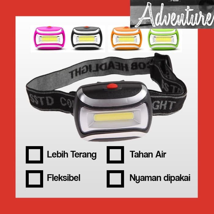 Promo [Waterproof] Headlamp Lampu Senter Kepala Gunung Adventure Terang
