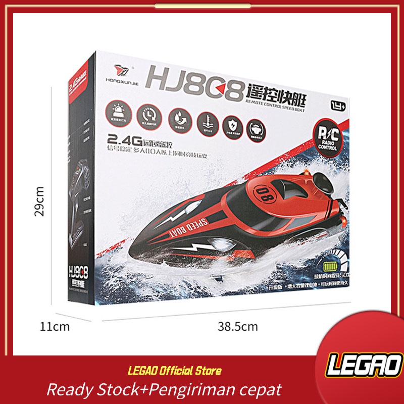 LENGAO RC boat HJ808 RC boat mainan kecepatan tinggi speed boat
