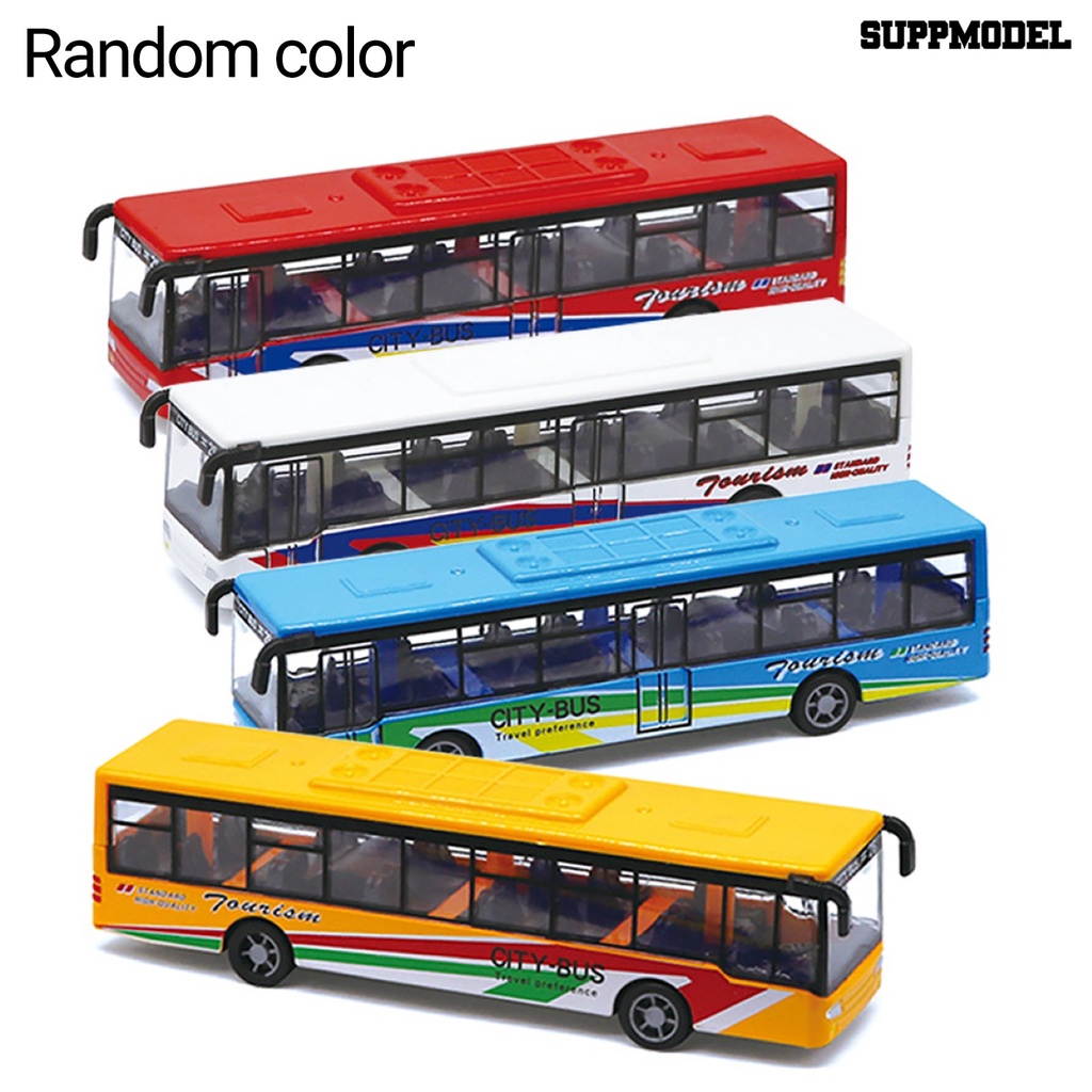 Mainan Simulasi Bus Mini Pull Back Bahan Alloy Untuk Dekorasi Meja / Koleksi Anak