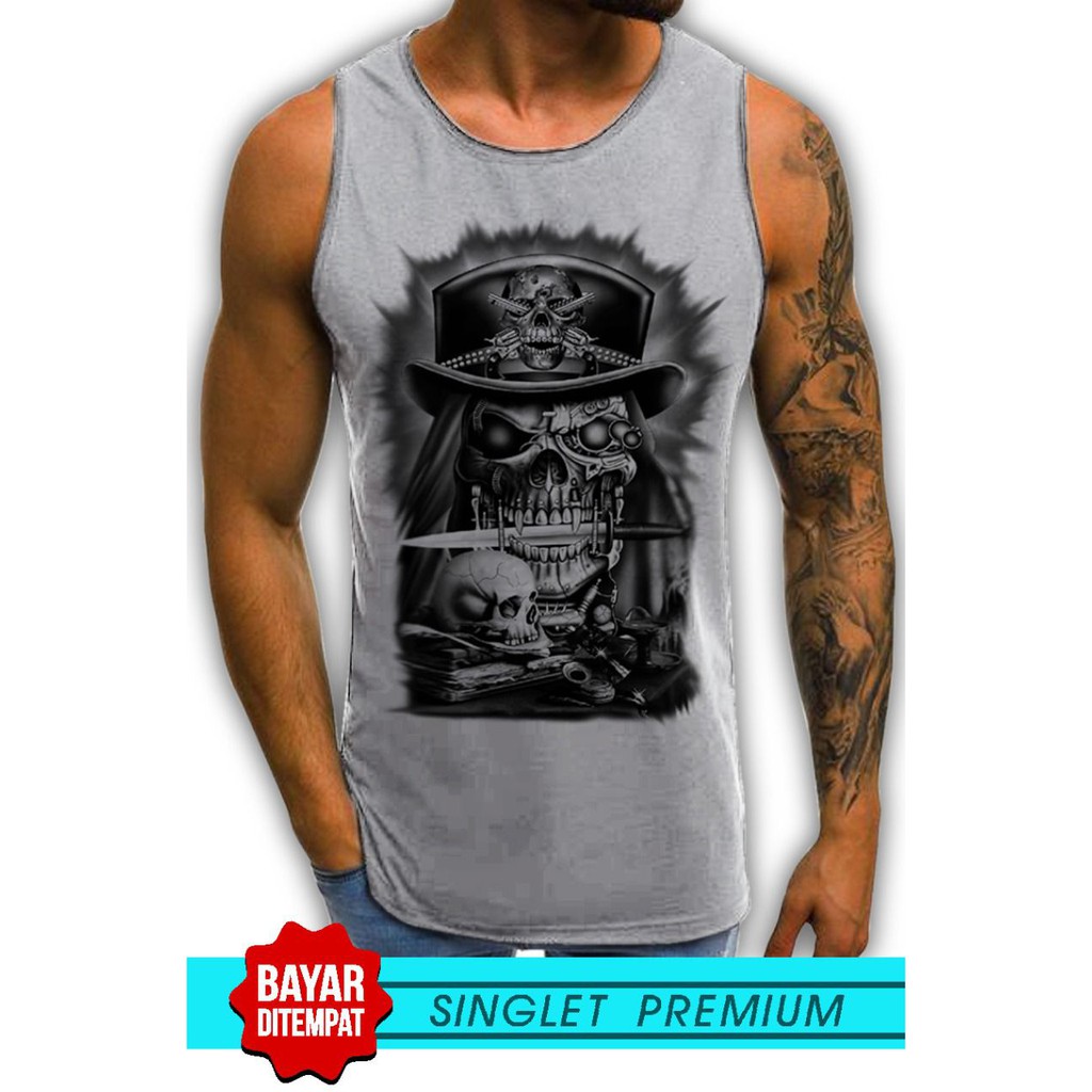 SINGLET LEKBONG PRIA (TENGKORAK PISAU) /SINGLET LEKBONG GYM/LEKBONG / SINGLET/KAOS DALAM PRIA/KUTANG