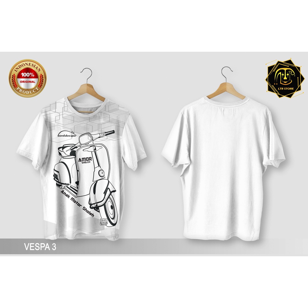 [ BAYAR DI TEMPAT ] BAJU PRINTING GAMBAR VESPA 3 - KAOS DISTRO ORIGINAL MOTIF MOTOR CALSSIC KLASIK V