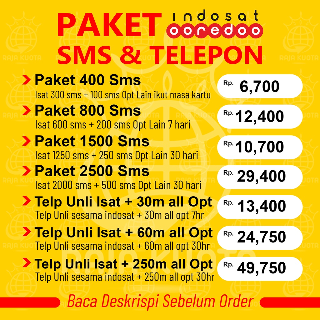 Paket SMS dan nelpon Telepon Indosat Termurah