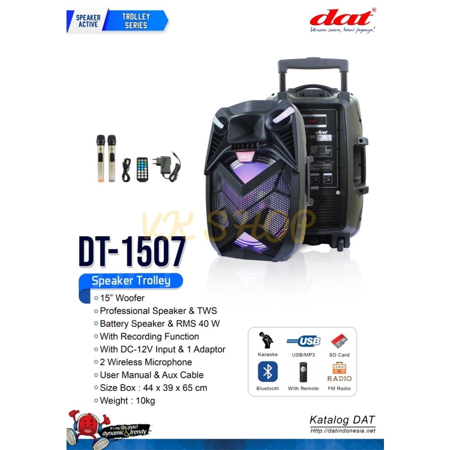 SPEAKER PORTABLE WIRELESS DAT DT 1507 / DT1507 BLUETTOH USB