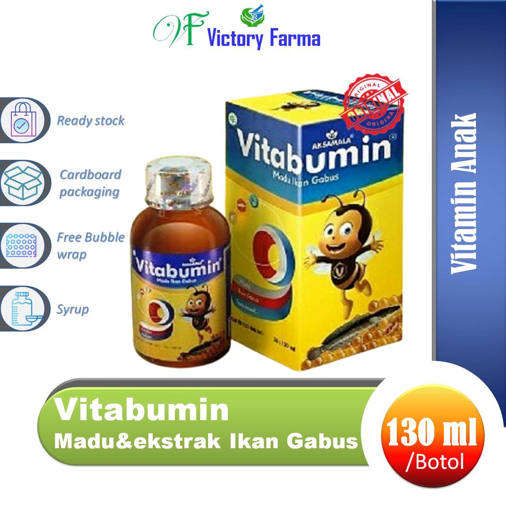 

Vitabumin Madu Sirup 130 ml / Madu dan Extrak Ikan Gabus