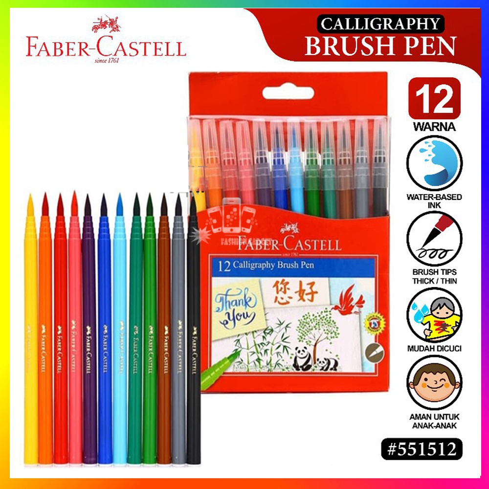 Faber-Castell Calligraphy Brush Pen Set 12 Kuas Kaligrafi Lettering