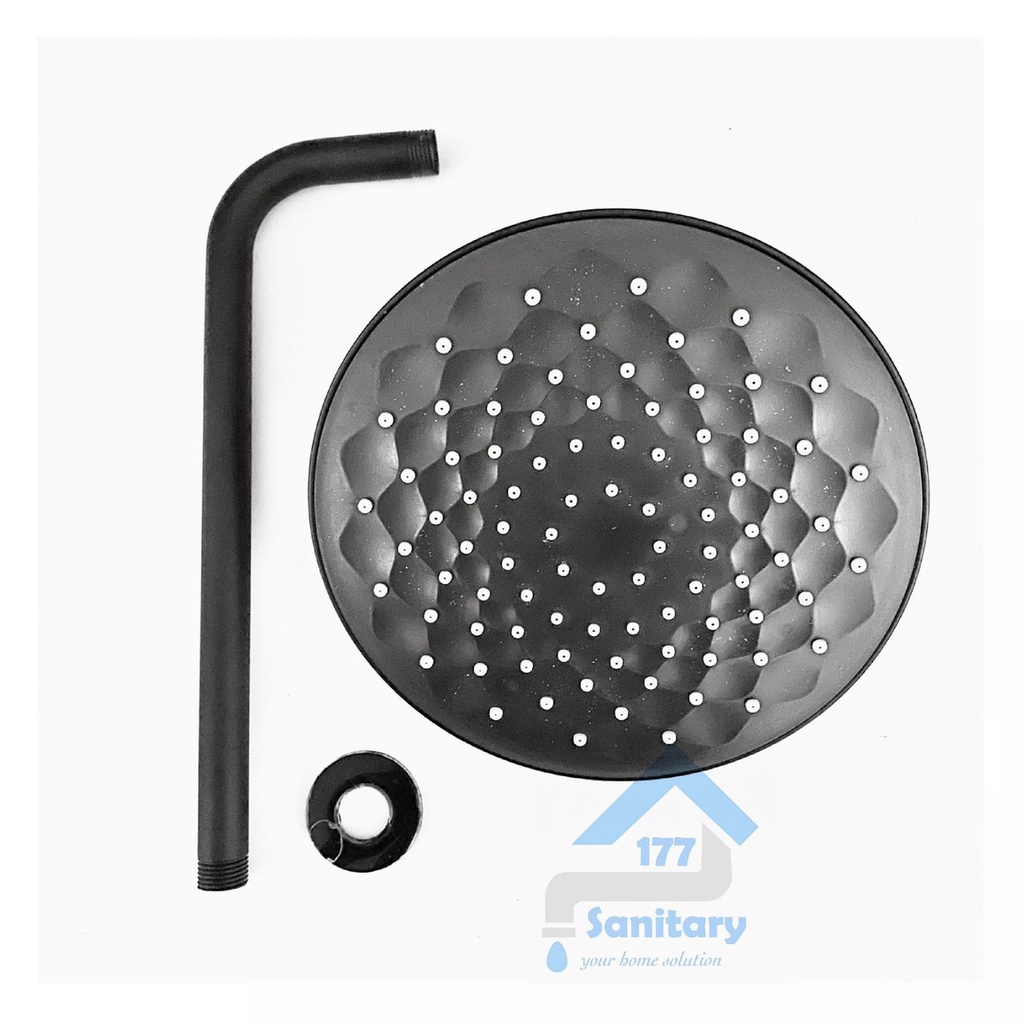 Shower Tembok Minimalis HITAM Gede 9inch WS55- Wall Shower Mandi Tanam black jumbo Semprotan bathroom /M1