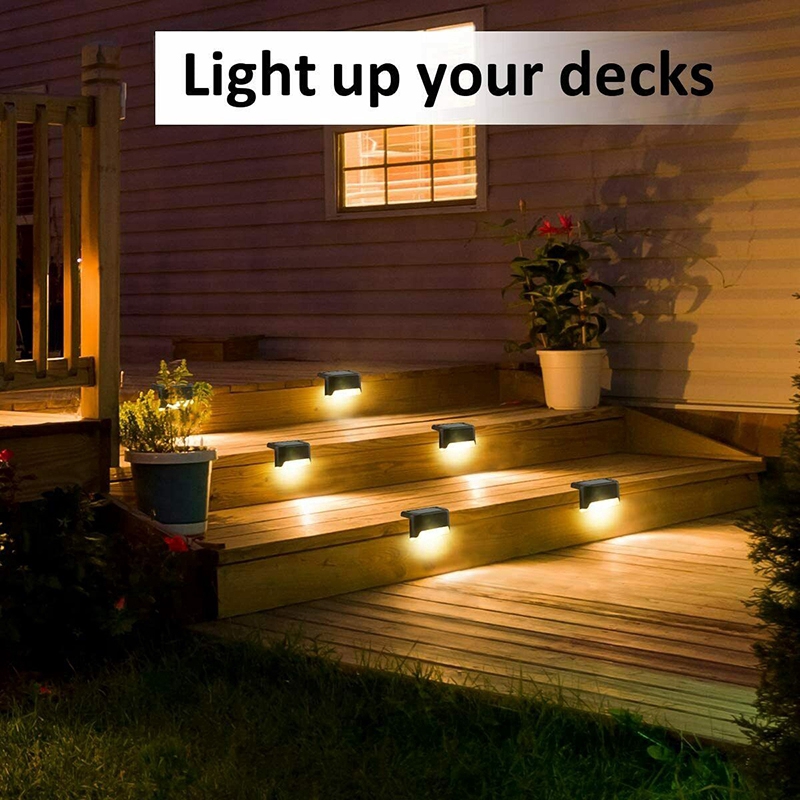 4PCS Solar Powered LED Waterproof Step Light/Outdoor Garden  Lighting Sunlight Power Saving/Deck Pathway Stairs Fence Yard Path Landscape Lamp Decoration