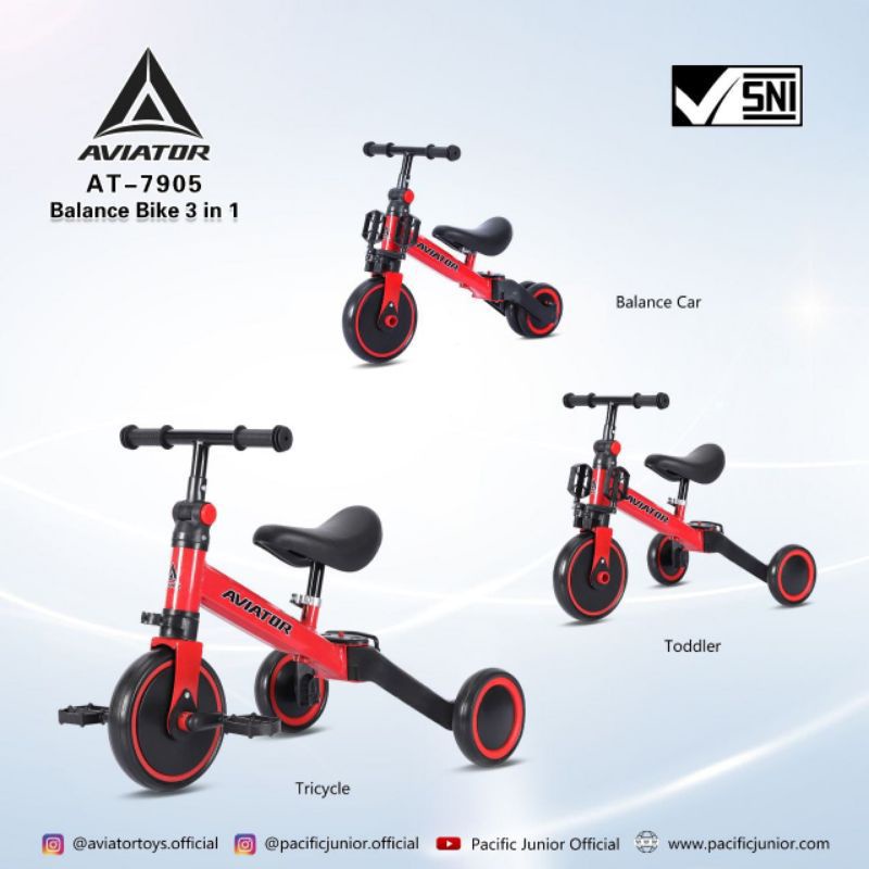 Sepeda Roda Tiga Balance Bike Tricycle 3IN1 AVIATOR AT7905/EXOTIC BALANCEBIKE