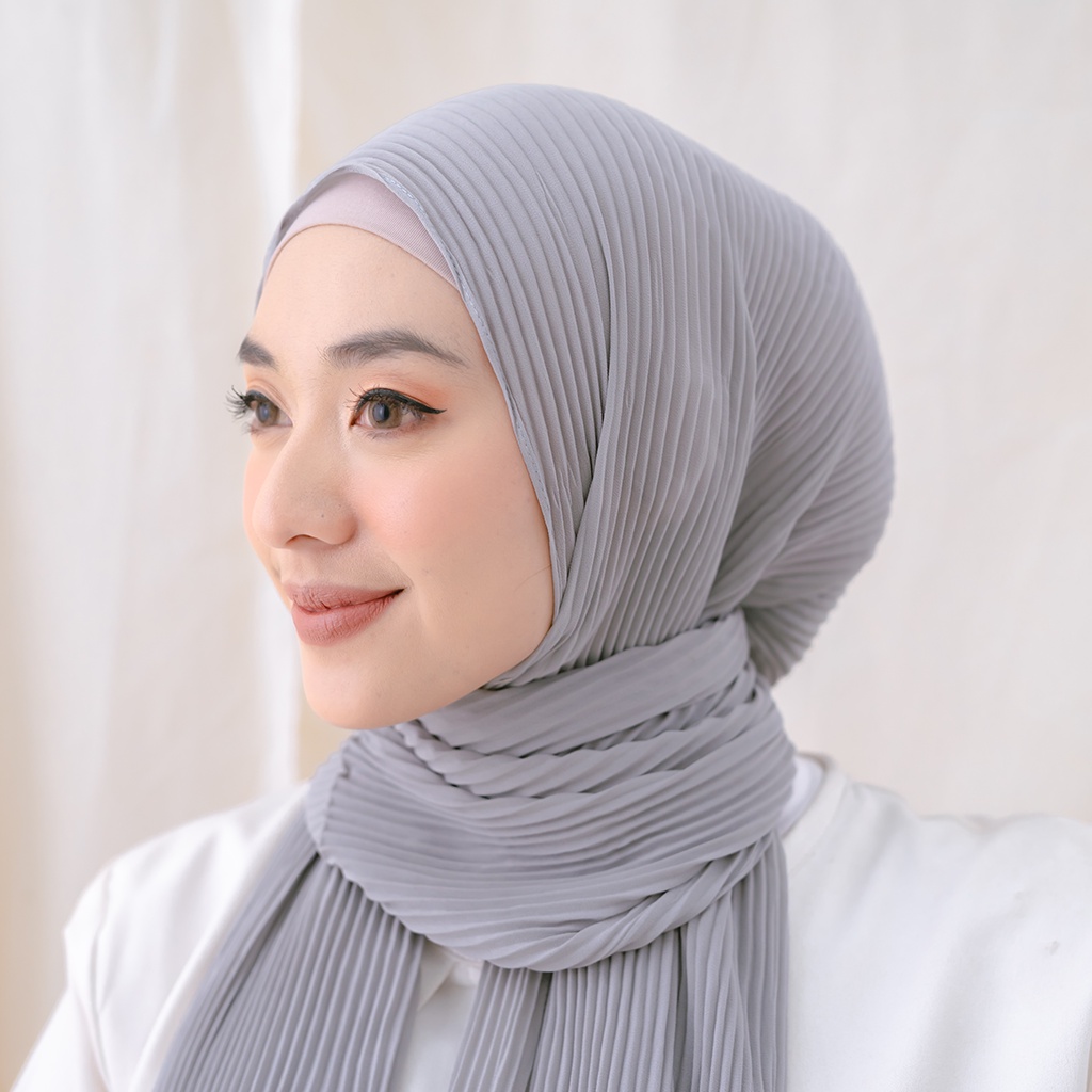 Maula Hijab - Kerudung Pashmina Plisket Lidi Full Tanpa Garis Tengah Jilbab Pasmina Ceruty Babydoll Premium-3