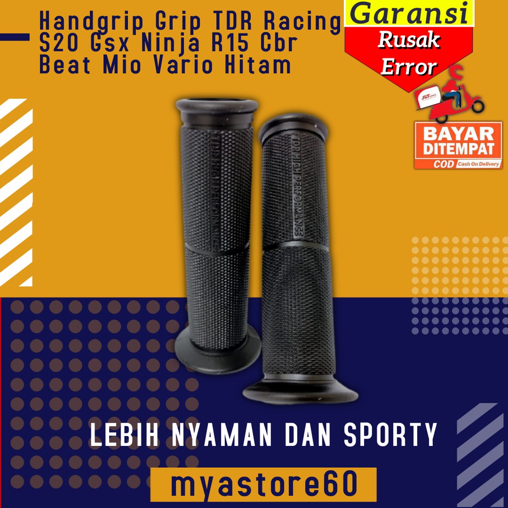 Handgrip Handfat Grip Pegangan Stang TDR Racing S20 Gsx Ninja R15 Cbr Honda Beat Mio Vario Hitam Ori