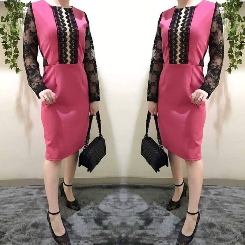 Dress Scuba Kombinasi Brukat