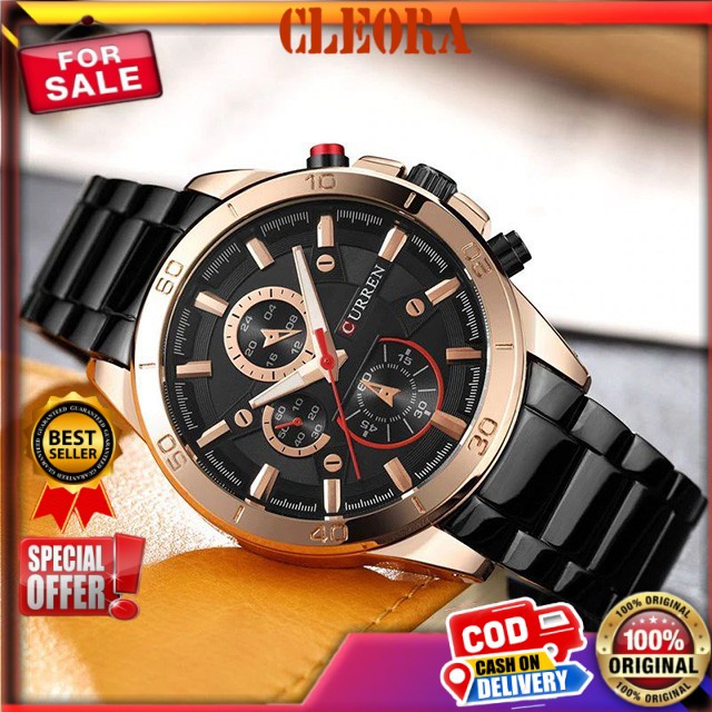 Jam Tangan Pria CURREN Original Analog Ori Stainless Steel Chronograph Tidak Aktif Arloji Jm Tahan A