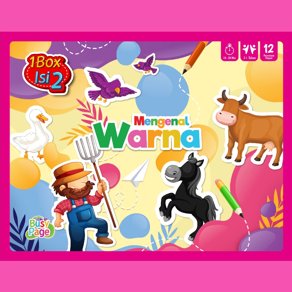 [1BOX ISI 2] KONSEP BUSY PAGE MENGENAL WARNA / ACTIVITY SHEET / MAINAN EDUKASI ANAK