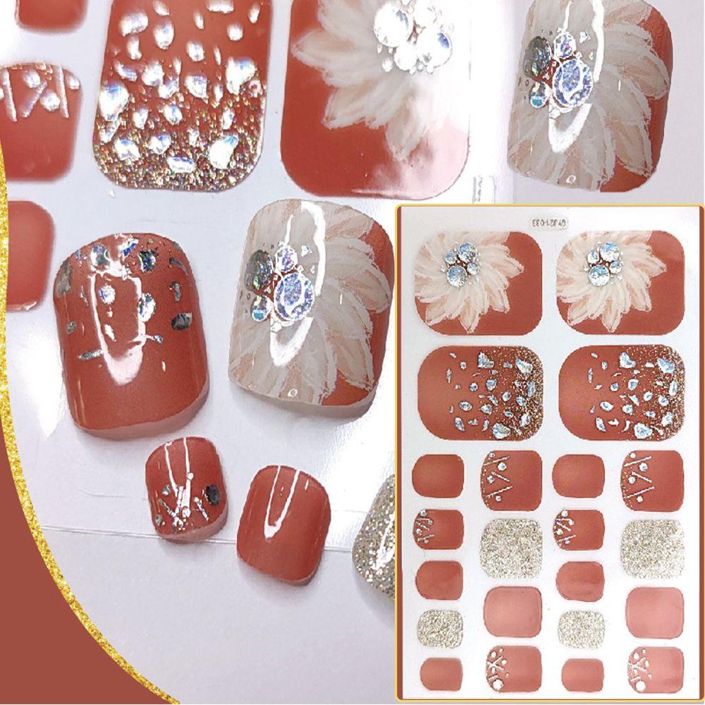 MXBEAUTY Self-adhesive Toe Nail Stiker Wanita Laser Toe Dekorasi Tow Art Sliders Nail Art Watermarks Toe Nail Stickers