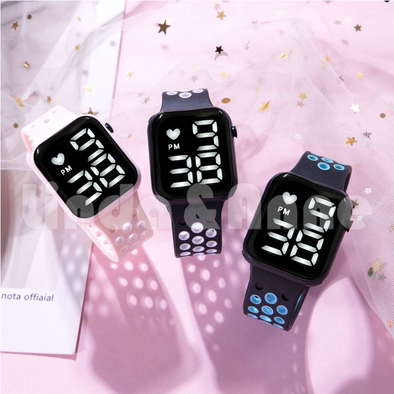 Jam Tangan Wanita Dan Pria Led Digital Rubber Electronic Fashion Couple Anak Remaja Import Premium