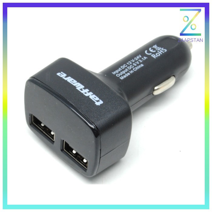 Dual USB Car Charger with LED Display - EC2 - Black