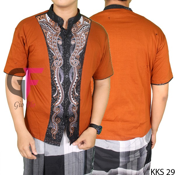 GIOFLO Baju Muslimin Pria Terbaru Baju Koko Keren Brown / KKS 29