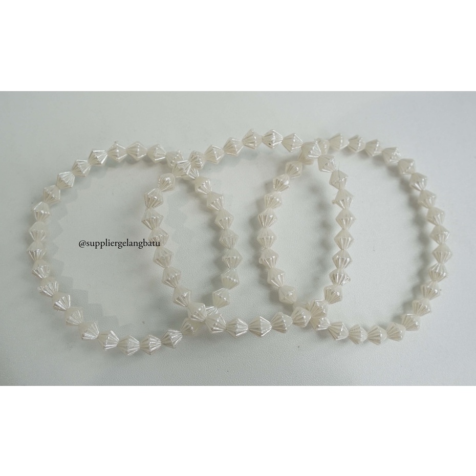 GELANG Mutiara Sintetis BICONE 8MM WHITE PEARL bingkisan kado cantik