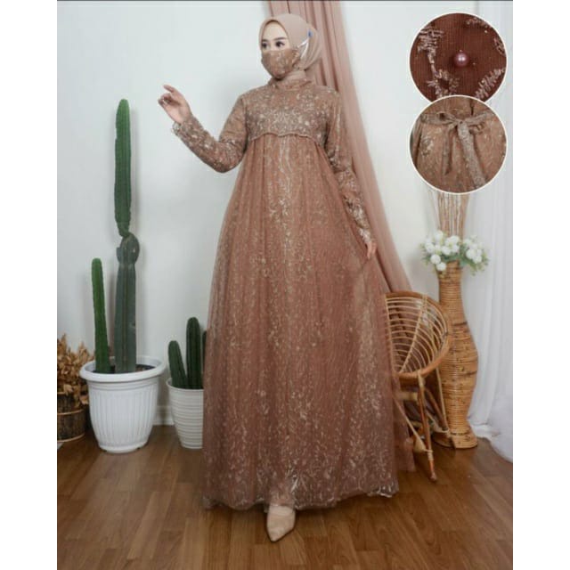 BEST SELLER!!! GAMIS HARUMA BAHAN PREMIUM GAMIS BRUKAT GAMIS KONDAGAN DRESS BROKAT BISA JUMBO GAMIS