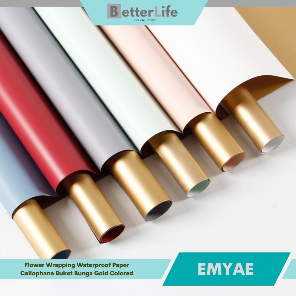 

[5 LEMBAR] Flower Wrapping Kertas Buket Bunga Gold Color Paper Cellophane - EMYAE