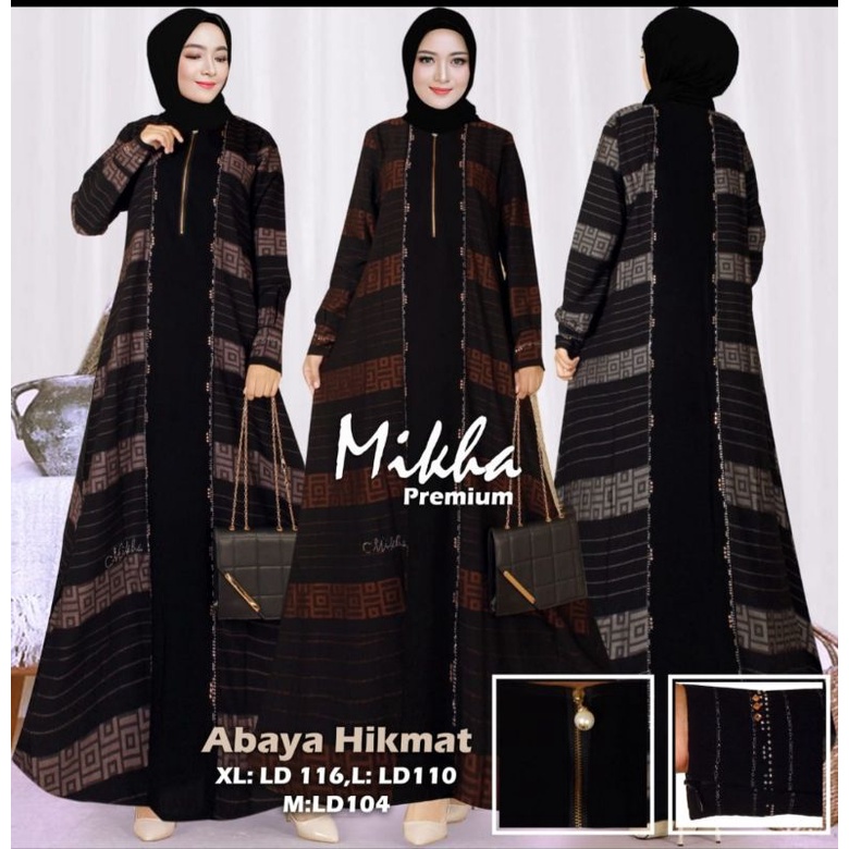 (READY JUMBO 4L | LD 130 )ABAYA HIKMAT KW SUPER PREMIUM /Dress Hitam Lebaran Terbaru /Abaya Turki
