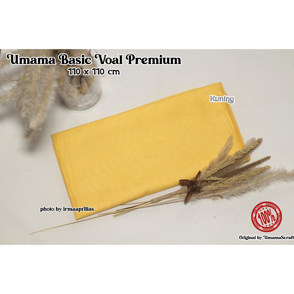 Hijab Basic Voal Umama Jilbab Segi Empat Polos Umama Kerudung Polos Segi Empat Part 2-KUNING